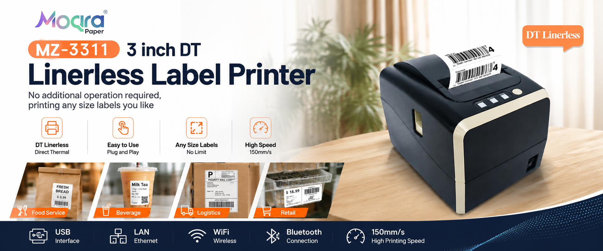 Linerless Label Printer